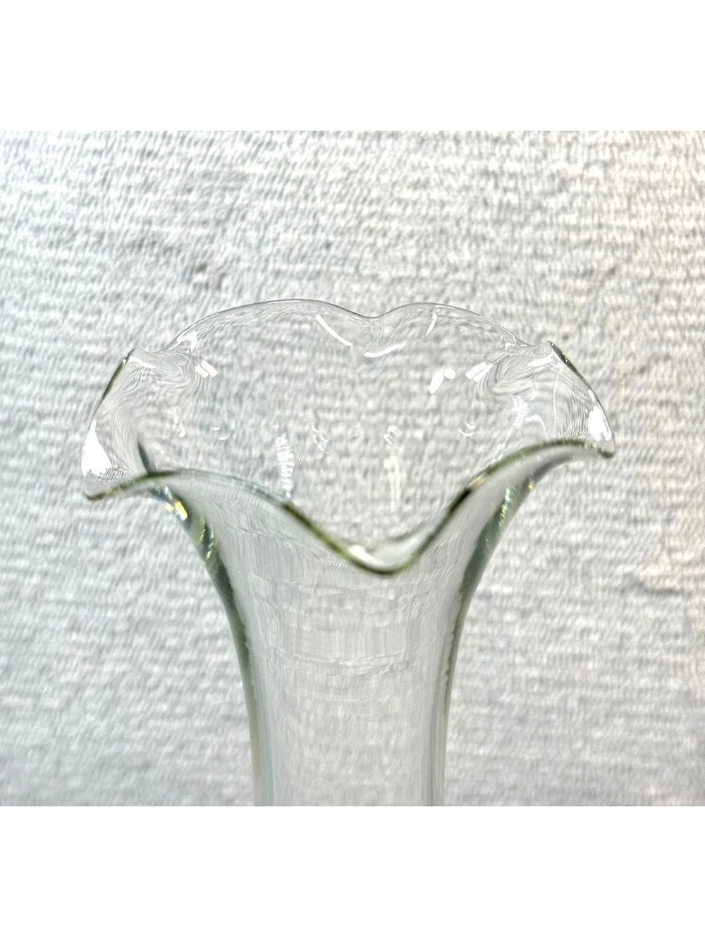 Vintage Hughes Corn Flower Glass Bud Vase with Original Foil Sticker - 8 Inch